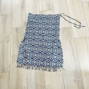 TARA MICHELLE Women’s Blue White Print Preppy Pull On Cover Up Skirt Size XS